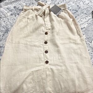 Marc New York Cream A-Line Skirt with Button Detail